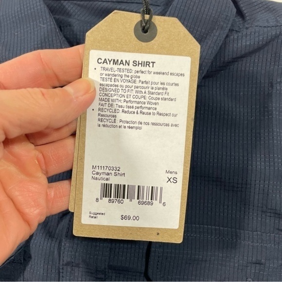 New Prana Mens Nautical Blue Short Sleeve size XS - Picture 4 of 7